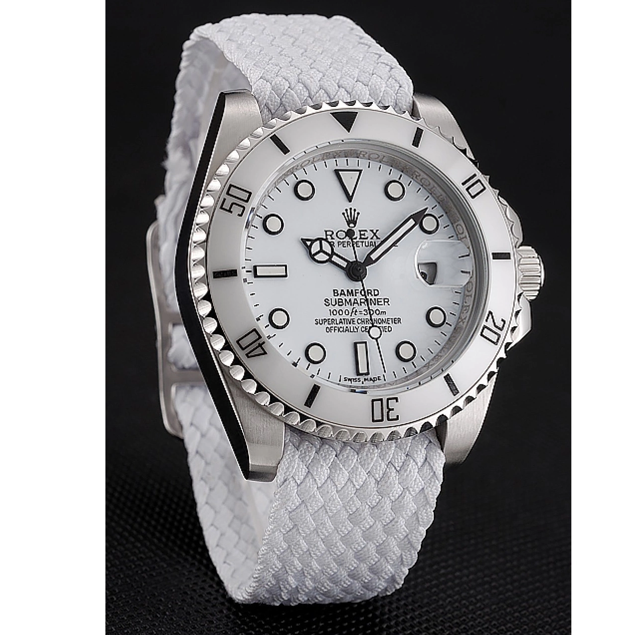 Aaa replica watch 1453867 Bracelet Bamford Fabric Dial Rolex White Submariner White 0701